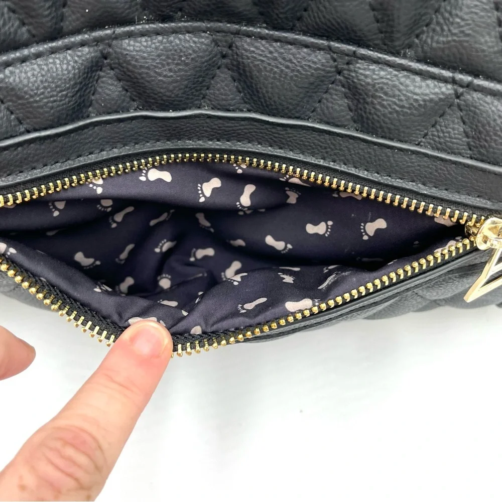 Steve Madden Black Quilted Leather Backpack Baby Bag (BLACK BAG)